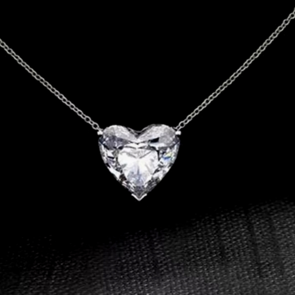 HEART NECKLACE WHITE CRYSTAL NEW